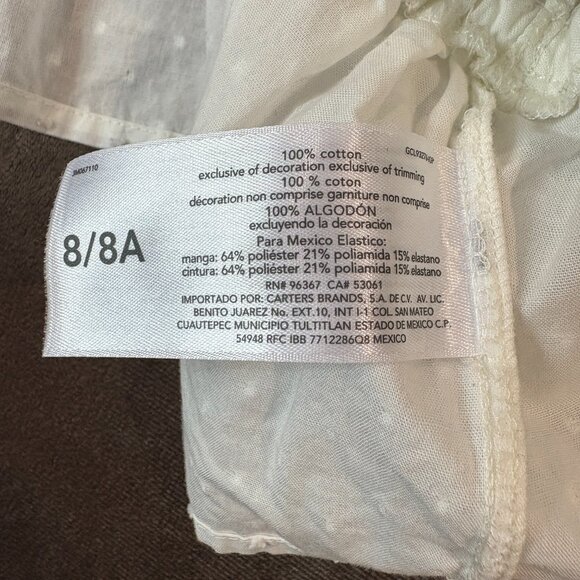 OshKosh Girls Long Sleeve White Minimalist Capsule Shirt Size 8 (SKU: 162G) - Picture 4 of 4